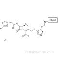 Ácido 5-tia-1-azabiciclo [4.2.0] oct-2-eno-2-carboxílico, 7 - [[2- (2-amino-4-tiazolil) acetil] amino] -3 - [[[1- [ 2- (dimetilamino) etil] -1H-tetrazol-5-il] tio] metil] -8-oxo-, clorhidrato (1: 2), (57187686,6R, 7R) - CAS 66309-69-1